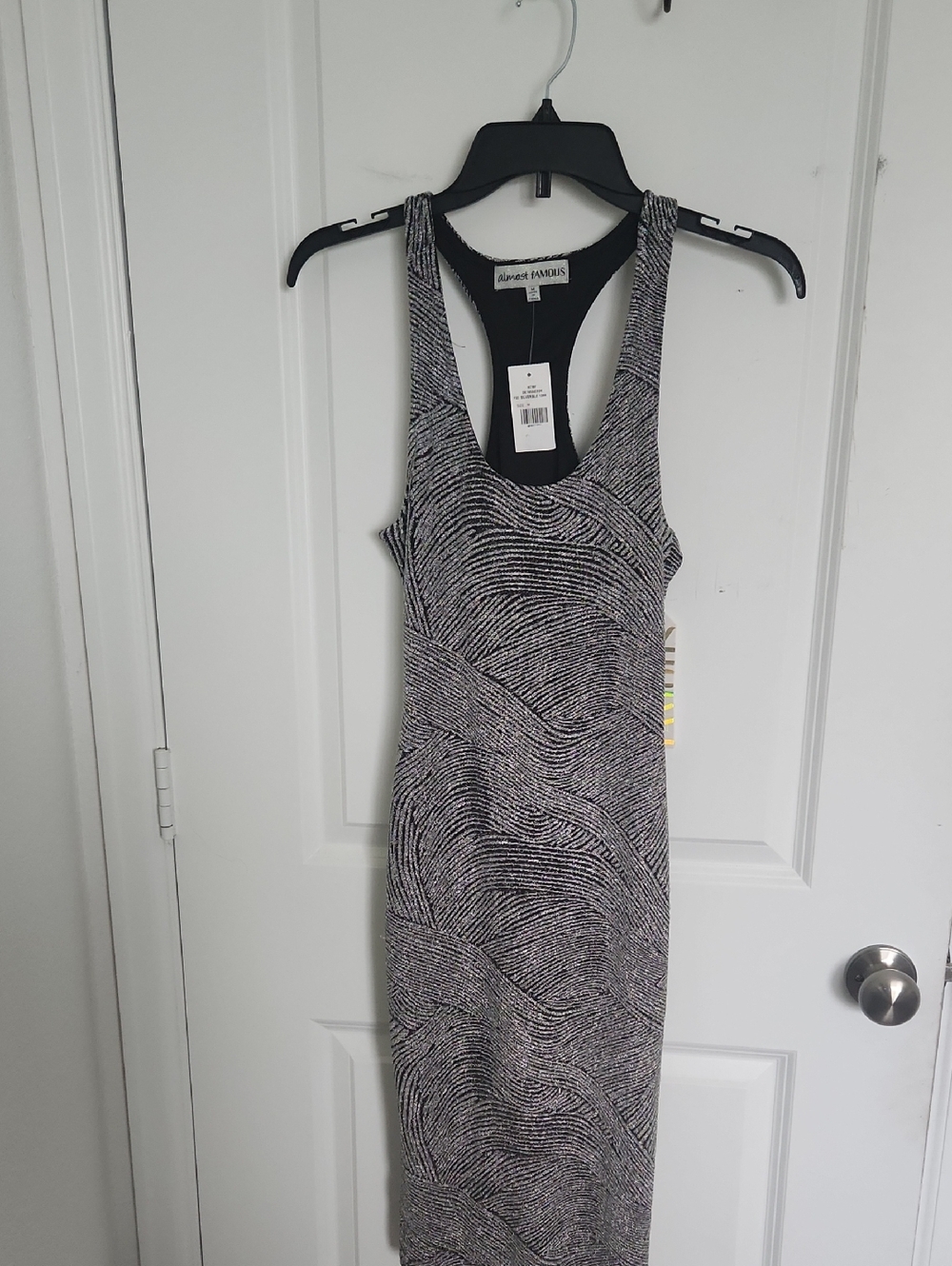 Rampage Black & White Swirl Racerback Midi Dress